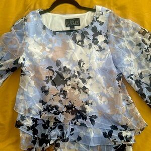 Alex Evenings blue tiered evening top Size Large